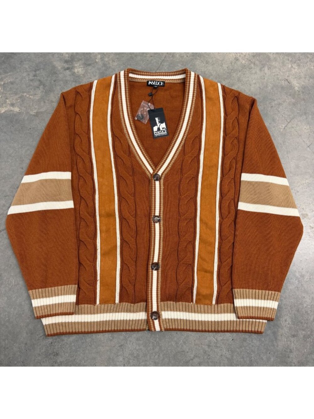 Inserch NWT Striped Cable Knit Cardigan Size 3XL